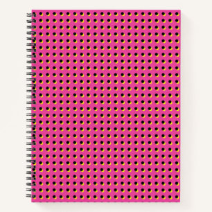 Retro Neon Pink Dots Pattern der 80er/90er Jahre Notizbuch