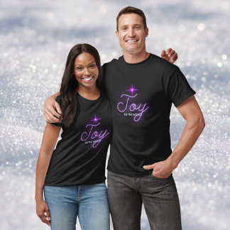Retro Neon Pink Joy to the World Christmas Star T-Shirt