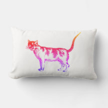 Retro Neon Pop Art Cat Lumbar Kissen