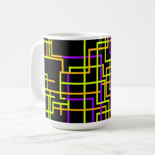 Retro-Neon-Raster Kaffeetasse