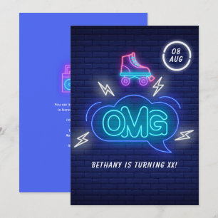 Retro Neon Signs zum Geburtstag Einladung