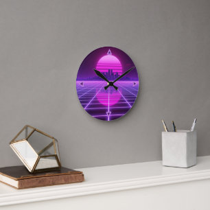 Retro Neon Synthwave Infinity Gitter Wanduhr - Cy