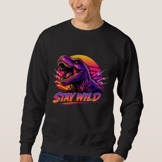 Retro-Neon-T-Rex-Brüllen Sweatshirt (Vorderseite)
