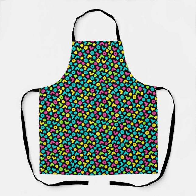 Retro Neon und Schwarzes Muster der 80er/90er Jahr Schürze (Vorderseite)