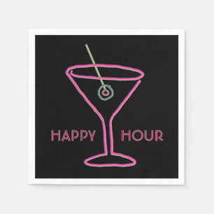 Retro Neonglückliche Stunden-Servietten martinis Serviette