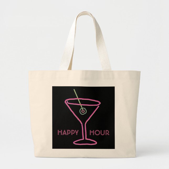 Retro Neonglückliche Stunden-Taschen-Tasche Jumbo Stoffbeutel (Vorne)