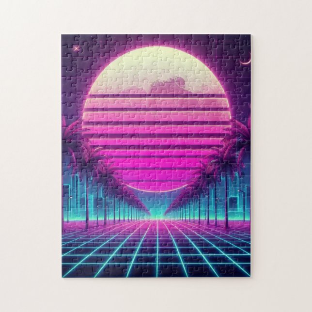 Retro, Neonmoon/Palmen im 80er (Vertikal)