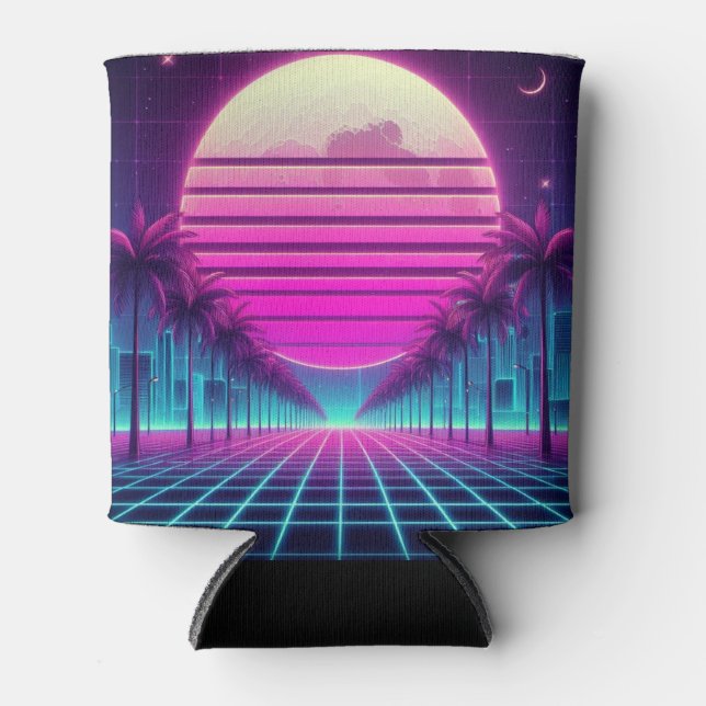 Retro, Neonmoon/Palmen im 80er Dosenkühler (Vorderseite)