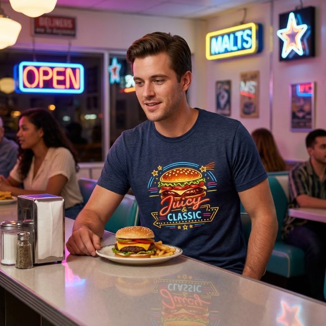 Retro-Neonschild eines Diners: Saftiger & Klassisc Tri-Blend Shirt (Von Creator hochgeladen)