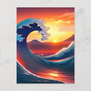 Retro-Neuinterpretation von The Great Wave Off   Postkarte