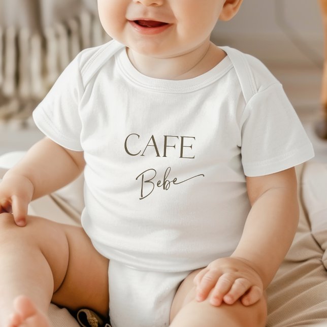 Retro Neutral Bow Cafe Bebe Coffee Baby Shower Baby Strampler (Von Creator hochgeladen)