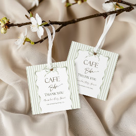 Retro Neutral Bow Cafe Bebe Coffee Baby Shower Geschenkanhänger