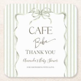 Retro Neutral Bow Cafe Bebe Coffee Baby Shower Rechteckiger Pappuntersetzer