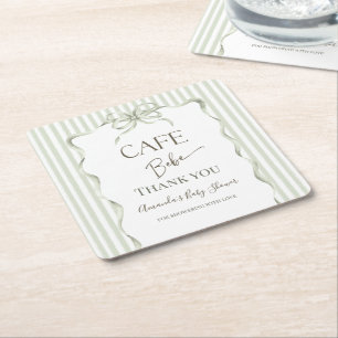 Retro neutrale Bogen Cafe Bebe Kaffee Baby Shower Rechteckiger Pappuntersetzer