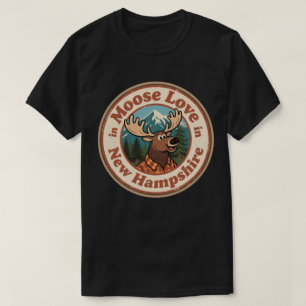 Retro New Hampshire Abzeichen_ Elche mit Berg T-Shirt