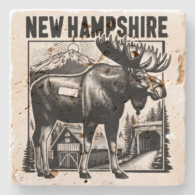 Retro New Hampshire Steinuntersetzer (Vorderseite)
