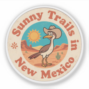 Retro New Mexico Abzeichen_ Roadrunner mit aufstre Aufkleber