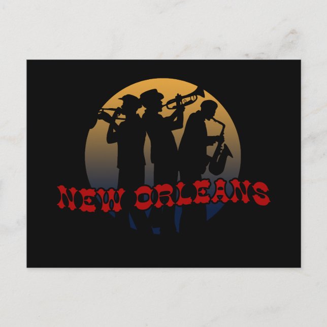 Retro New Orleans Jazz Postkarte (Vorderseite)