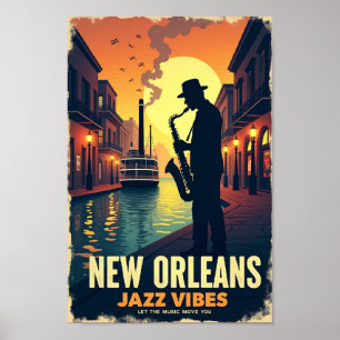 Retro New Orleans Jazz Vibes Travel Poster