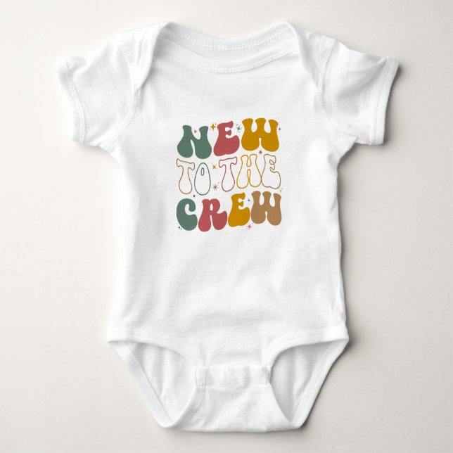 Retro New to Crew Baby Shower Gift Baby Strampler (Vorderseite)