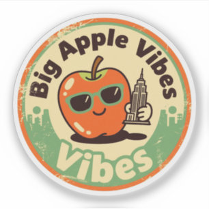 Retro New York_ Apple mit Empire State Gebäude Aufkleber