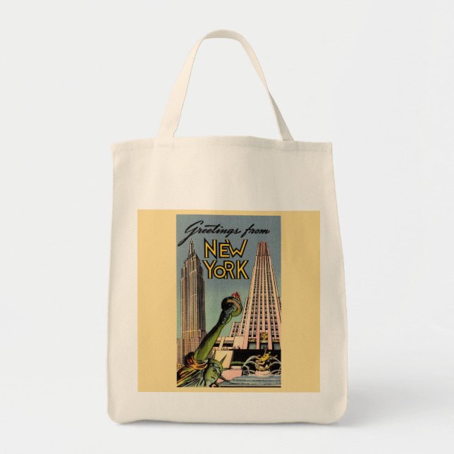 Retro New York City Grocerbeutel Tragetasche (Vorne)