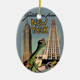 Retro New York City Grußkarte Keramik Ornament