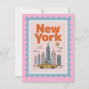 Retro New York City Reise Minimalistische Skyline  Postkarte