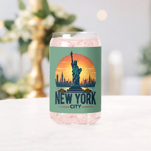 Retro New York City Skyline mit Freiheitsstatue Dosenglas