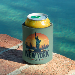 Retro New York City Skyline mit Freiheitsstatue Dosenkühler