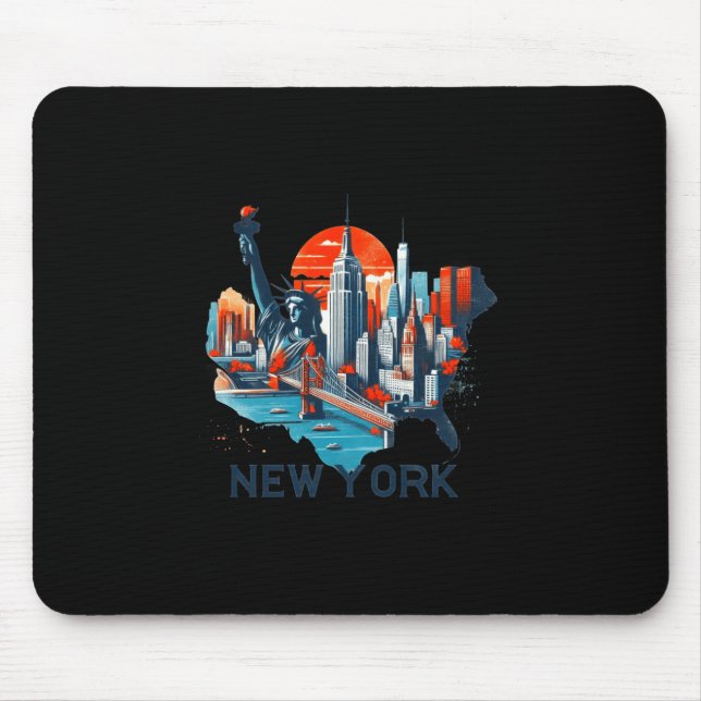 Retro New York Skyline Silhouette _1  Mousepad (Vorne)