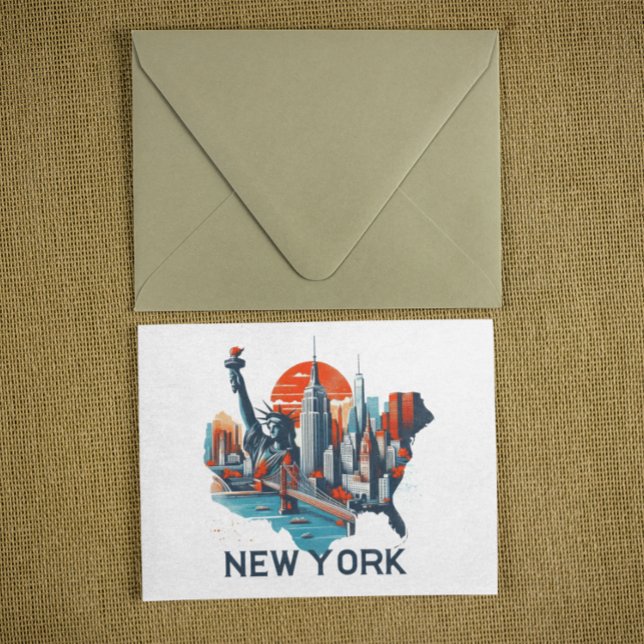 Retro New York Skyline Silhouette Postkarte (Retro New York Skyline Silhouette Postcard)