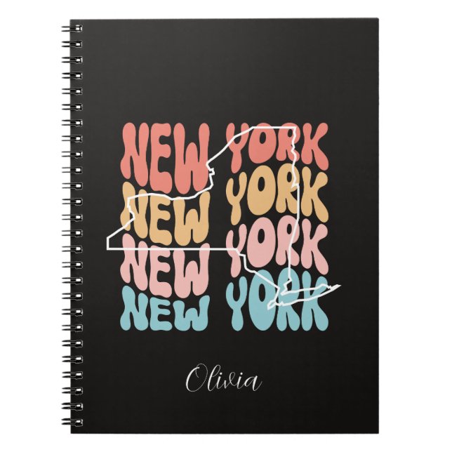 Retro New York Staat - Personalisiert Notizblock (Vorderseite)
