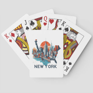 Retro New Yorker Skyline Silhouette Spielkarten