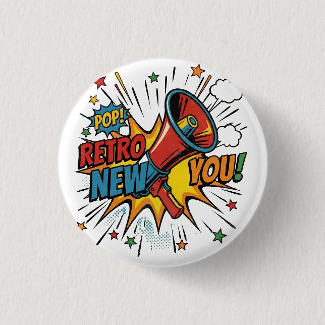 Retro New You: Minimalist Geometric Revival Button (Vorderseite)
