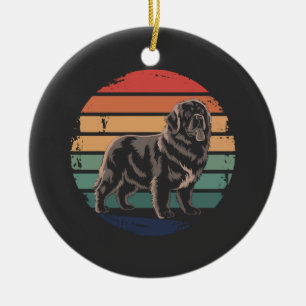Retro Newfoundland Vintage Geschenke für Hunde-Lie Keramik Ornament