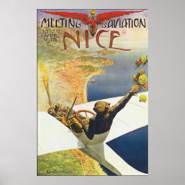 Retro Nice France von oben Poster