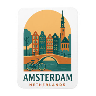 Retro Niederlande Magnet - Vintage Amsterdam Kanal