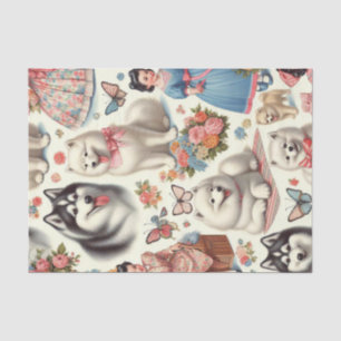 Retro Niedlich American Eskimo Nahtlos Seidenpapier