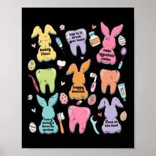 Retro Niedlich Bunny Teeth Dental Squad Funny Dent Poster