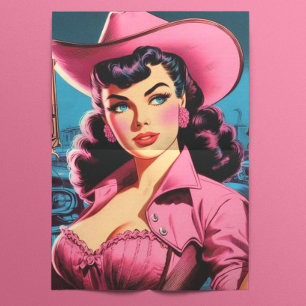 Retro Niedlich Cowgirl Seidenpapier