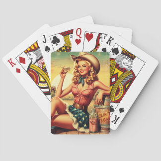 Retro Niedlich Cowgirl Spielkarten