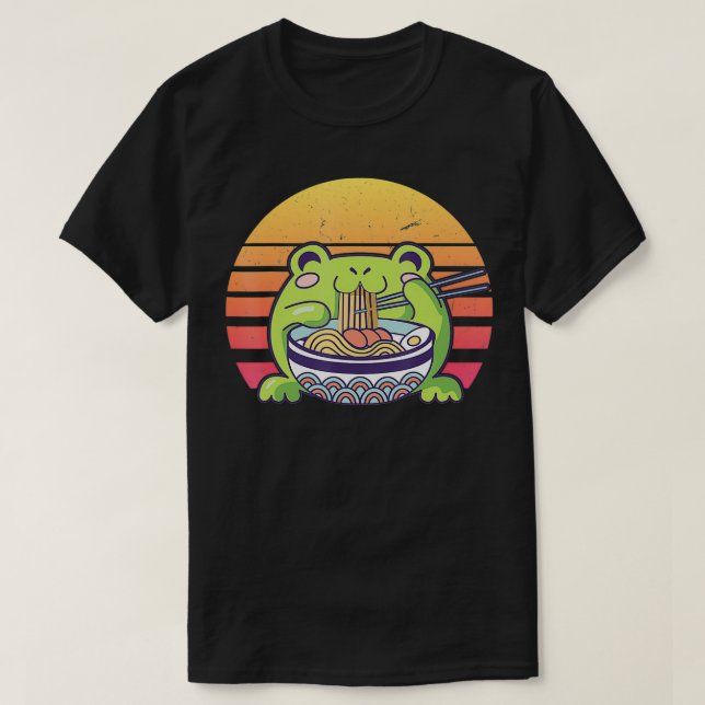 Retro Niedlich Frog Ramen  T-Shirt (Design vorne)