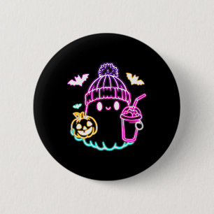 Retro Niedlich Ghost Kaffee Drink Spooky Halloween Button