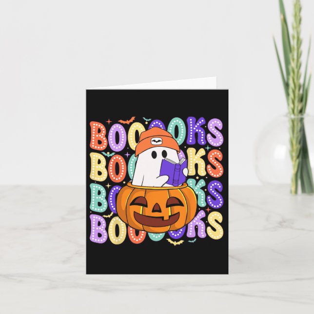 Retro Niedlich Ghost Teacher Halloween Librarian R Karte (Vorderseite)