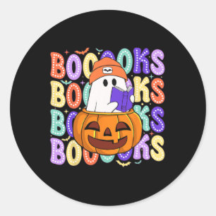 Retro Niedlich Ghost Teacher Halloween Librarian R Runder Aufkleber