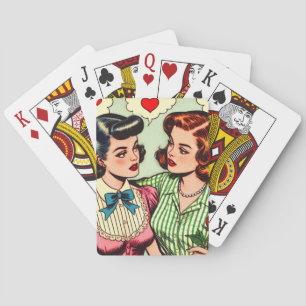 Retro Niedlich Girls Romance Comic Spielkarten