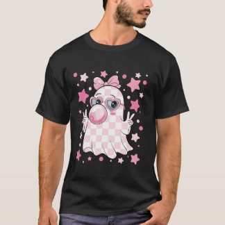 Retro Niedlich Girly Ghost Coquette Pink Bow bläst T-Shirt