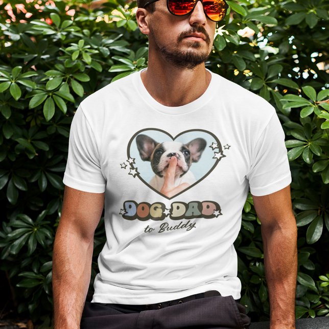 Retro Niedlich Hund Vater Herz Foto T-Shirt (Von Creator hochgeladen)