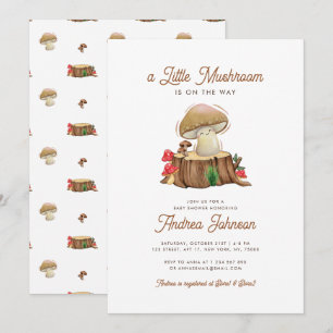 Retro Niedlich Kawaii Kleine Mushroom Babydusche Einladung